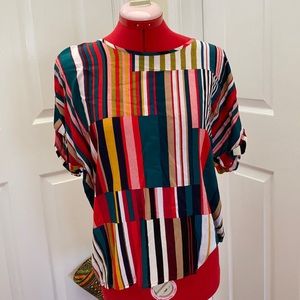 Shein Multicolor Striped Marimekko style Blouse